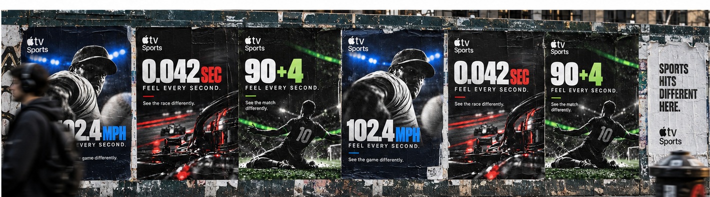 Multi-sport Apple TV Sports wheatpaste campaign wall